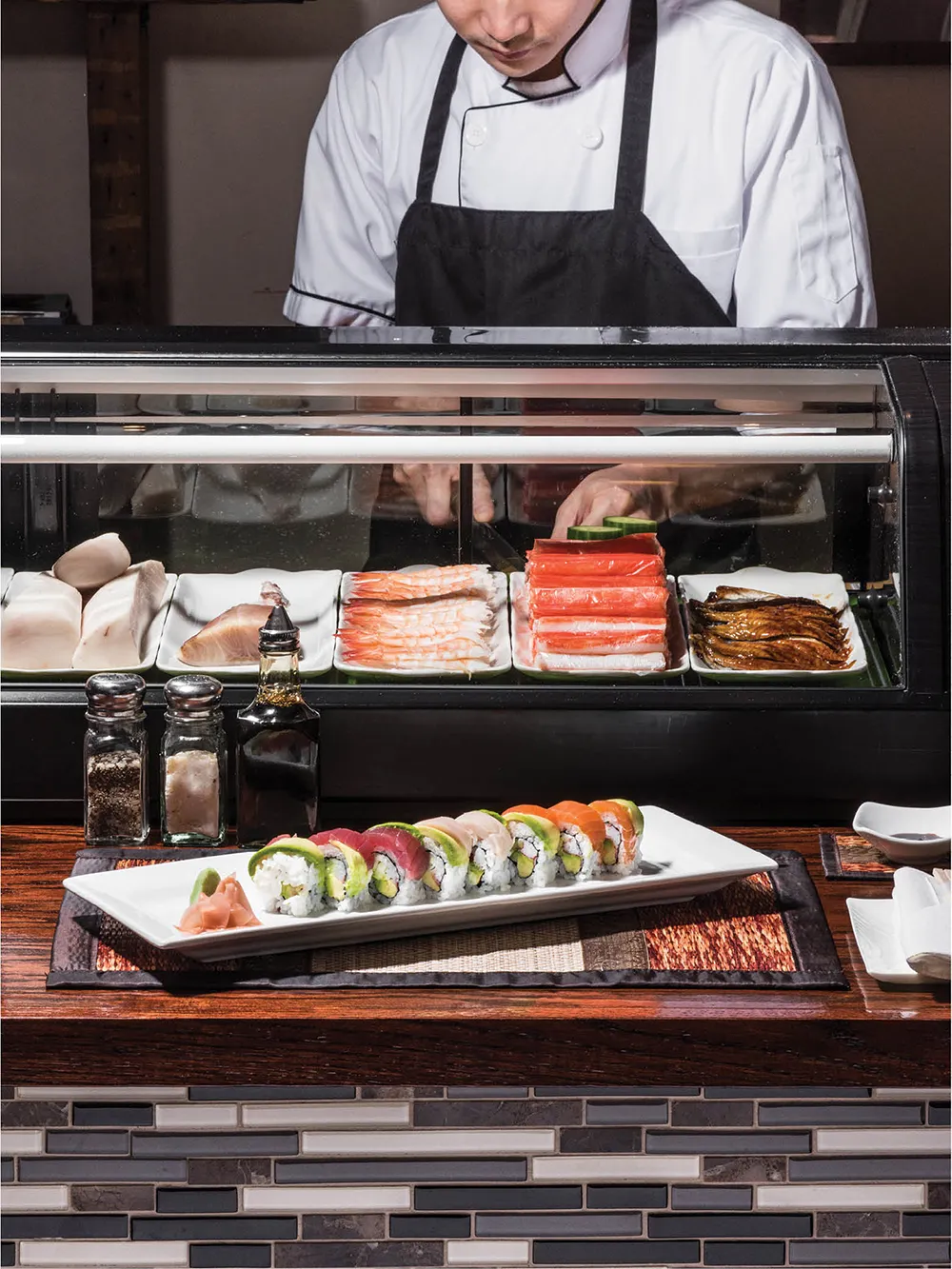 The sushi bar inside Nittha Siam Kitchen
